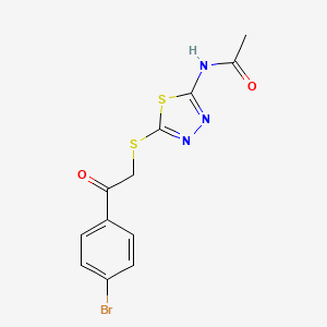 molecular formula C12H10BrN3O2S2 B3591229 N-(5-{[2-(4-bromophenyl)-2-oxoethyl]sulfanyl}-1,3,4-thiadiazol-2-yl)acetamide 