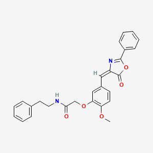 molecular formula C27H24N2O5 B3591278 2-{2-methoxy-5-[(5-oxo-2-phenyl-1,3-oxazol-4(5H)-ylidene)methyl]phenoxy}-N-(2-phenylethyl)acetamide 