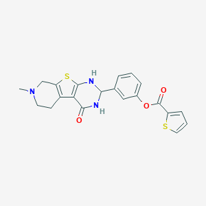 molecular formula C21H19N3O3S2 B359128 3-(7-Methyl-4-oxo-1,2,3,4,5,6,7,8-octahydropyrido[4',3':4,5]thieno[2,3-d]pyrimidin-2-yl)phenyl 2-thiophenecarboxylate CAS No. 353462-83-6