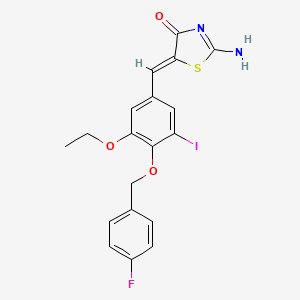 molecular formula C19H16FIN2O3S B3591293 5-{3-ethoxy-4-[(4-fluorobenzyl)oxy]-5-iodobenzylidene}-2-imino-1,3-thiazolidin-4-one 