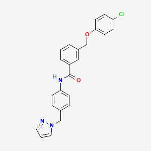 3-[(4-chlorophenoxy)methyl]-N-[4-(1H-pyrazol-1-ylmethyl)phenyl]benzamide