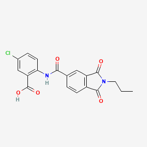 molecular formula C19H15ClN2O5 B3591507 5-chloro-2-{[(1,3-dioxo-2-propyl-2,3-dihydro-1H-isoindol-5-yl)carbonyl]amino}benzoic acid 