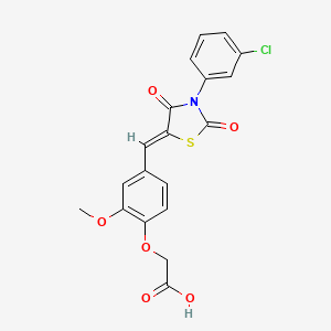 molecular formula C19H14ClNO6S B3591577 (4-{(Z)-[3-(3-chlorophenyl)-2,4-dioxo-1,3-thiazolidin-5-ylidene]methyl}-2-methoxyphenoxy)acetic acid 