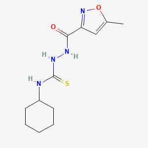 molecular formula C12H18N4O2S B3591620 N-cyclohexyl-2-[(5-methyl-3-isoxazolyl)carbonyl]hydrazinecarbothioamide 