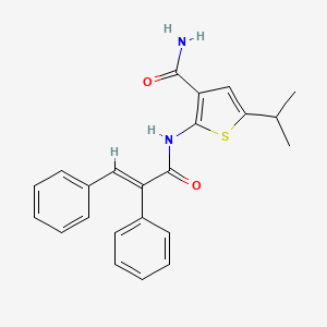 molecular formula C23H22N2O2S B3591639 2-{[(E)-2,3-DIPHENYL-2-PROPENOYL]AMINO}-5-ISOPROPYL-3-THIOPHENECARBOXAMIDE 