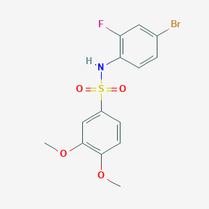 molecular formula C14H13BrFNO4S B3591652 N-(4-bromo-2-fluorophenyl)-3,4-dimethoxybenzenesulfonamide 