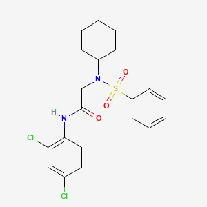 molecular formula C20H22Cl2N2O3S B3591667 2-[benzenesulfonyl(cyclohexyl)amino]-N-(2,4-dichlorophenyl)acetamide 