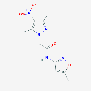 molecular formula C11H13N5O4 B359168 2-(3,5-dimethyl-4-nitro-1H-pyrazol-1-yl)-N-(5-methyl-3-isoxazolyl)acetamide CAS No. 956752-38-8