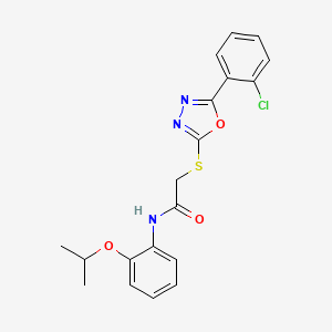 molecular formula C19H18ClN3O3S B3591711 2-{[5-(2-chlorophenyl)-1,3,4-oxadiazol-2-yl]thio}-N-(2-isopropoxyphenyl)acetamide 