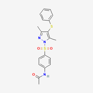 molecular formula C19H19N3O3S2 B3591752 N-(4-{[3,5-dimethyl-4-(phenylthio)-1H-pyrazol-1-yl]sulfonyl}phenyl)acetamide 