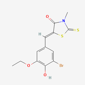 molecular formula C13H12BrNO3S2 B3591761 5-(3-bromo-5-ethoxy-4-hydroxybenzylidene)-3-methyl-2-thioxo-1,3-thiazolidin-4-one 