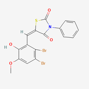 molecular formula C17H11Br2NO4S B3591773 5-(2,3-dibromo-6-hydroxy-5-methoxybenzylidene)-3-phenyl-1,3-thiazolidine-2,4-dione 