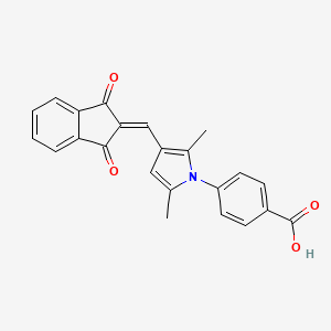 molecular formula C23H17NO4 B3591787 4-{3-[(1,3-dioxo-1,3-dihydro-2H-inden-2-ylidene)methyl]-2,5-dimethyl-1H-pyrrol-1-yl}benzoic acid 