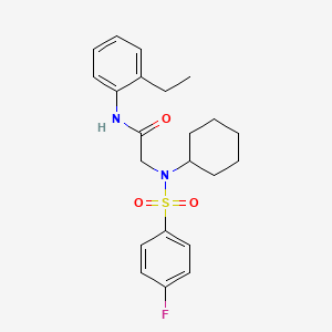 molecular formula C22H27FN2O3S B3591810 N~2~-cyclohexyl-N-(2-ethylphenyl)-N~2~-[(4-fluorophenyl)sulfonyl]glycinamide 