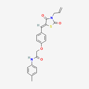 molecular formula C22H20N2O4S B3591828 2-(4-{(Z)-[2,4-dioxo-3-(prop-2-en-1-yl)-1,3-thiazolidin-5-ylidene]methyl}phenoxy)-N-(4-methylphenyl)acetamide 