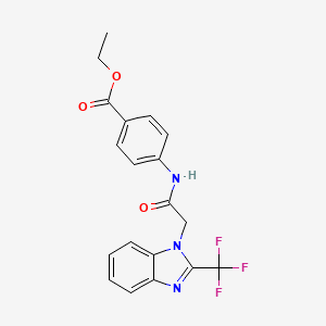 molecular formula C19H16F3N3O3 B3591834 ethyl 4-{2-[2-(trifluoromethyl)-1H-1,3-benzodiazol-1-yl]acetamido}benzoate 