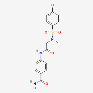 molecular formula C16H16ClN3O4S B3591877 4-({N-[(4-chlorophenyl)sulfonyl]-N-methylglycyl}amino)benzamide 