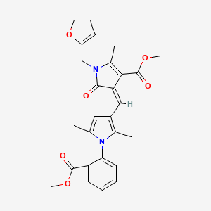 molecular formula C27H26N2O6 B3591905 METHYL (4Z)-1-[(FURAN-2-YL)METHYL]-4-({1-[2-(METHOXYCARBONYL)PHENYL]-2,5-DIMETHYL-1H-PYRROL-3-YL}METHYLIDENE)-2-METHYL-5-OXO-4,5-DIHYDRO-1H-PYRROLE-3-CARBOXYLATE 