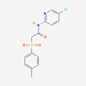 molecular formula C14H13ClN2O3S B3591980 N-(5-chloro-2-pyridinyl)-2-[(4-methylphenyl)sulfonyl]acetamide 