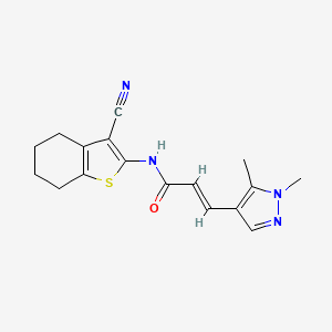 molecular formula C17H18N4OS B3591987 (E)-N-(3-CYANO-4,5,6,7-TETRAHYDRO-1-BENZOTHIOPHEN-2-YL)-3-(1,5-DIMETHYL-1H-PYRAZOL-4-YL)-2-PROPENAMIDE 