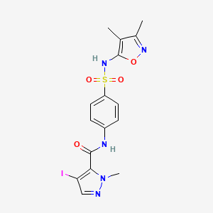 molecular formula C16H16IN5O4S B3592001 N-(4-{[(3,4-dimethyl-5-isoxazolyl)amino]sulfonyl}phenyl)-4-iodo-1-methyl-1H-pyrazole-5-carboxamide 