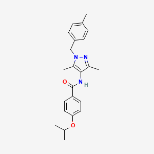 N-{3,5-DIMETHYL-1-[(4-METHYLPHENYL)METHYL]-1H-PYRAZOL-4-YL}-4-(PROPAN-2-YLOXY)BENZAMIDE