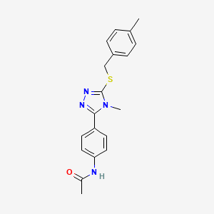 molecular formula C19H20N4OS B3592053 N-(4-{4-methyl-5-[(4-methylbenzyl)thio]-4H-1,2,4-triazol-3-yl}phenyl)acetamide 