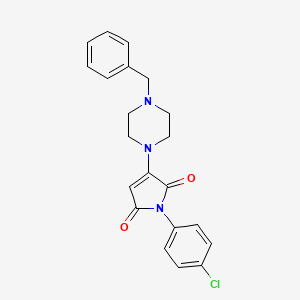 molecular formula C21H20ClN3O2 B3592143 3-(4-benzyl-1-piperazinyl)-1-(4-chlorophenyl)-1H-pyrrole-2,5-dione 