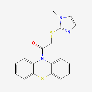 molecular formula C18H15N3OS2 B3592176 2-[(1-methyl-1H-imidazol-2-yl)sulfanyl]-1-(10H-phenothiazin-10-yl)-1-ethanone 