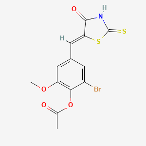 2-BROMO-6-METHOXY-4-{[(5Z)-4-OXO-2-SULFANYLIDENE-1,3-THIAZOLIDIN-5-YLIDENE]METHYL}PHENYL ACETATE