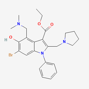 ETHYL 6-BROMO-4-[(DIMETHYLAMINO)METHYL]-5-HYDROXY-1-PHENYL-2-[(PYRROLIDIN-1-YL)METHYL]-1H-INDOLE-3-CARBOXYLATE