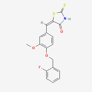 molecular formula C18H14FNO3S2 B3592300 5-{4-[(2-fluorobenzyl)oxy]-3-methoxybenzylidene}-2-thioxo-1,3-thiazolidin-4-one 