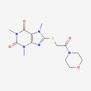 molecular formula C14H19N5O4S B3592310 1,3,7-TRIMETHYL-8-{[2-(MORPHOLIN-4-YL)-2-OXOETHYL]SULFANYL}-2,3,6,7-TETRAHYDRO-1H-PURINE-2,6-DIONE 