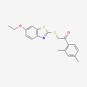 molecular formula C19H19NO2S2 B3592311 1-(2,4-Dimethylphenyl)-2-[(6-ethoxy-1,3-benzothiazol-2-yl)sulfanyl]ethan-1-one CAS No. 5351-32-6