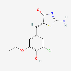 molecular formula C12H11ClN2O3S B3592323 (5Z)-5-[(3-CHLORO-5-ETHOXY-4-HYDROXYPHENYL)METHYLIDENE]-2-IMINO-1,3-THIAZOLIDIN-4-ONE 