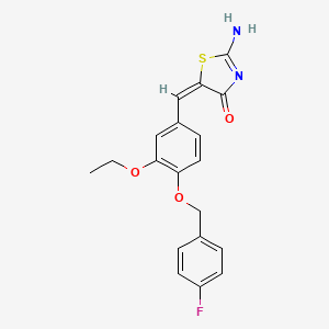 molecular formula C19H17FN2O3S B3592325 (5E)-5-({3-ETHOXY-4-[(4-FLUOROPHENYL)METHOXY]PHENYL}METHYLIDENE)-2-IMINO-1,3-THIAZOLIDIN-4-ONE 