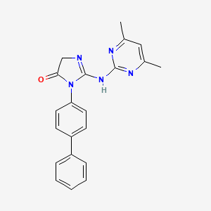 molecular formula C21H19N5O B3592434 3-(biphenyl-4-yl)-2-[(4,6-dimethylpyrimidin-2-yl)amino]-3,5-dihydro-4H-imidazol-4-one 