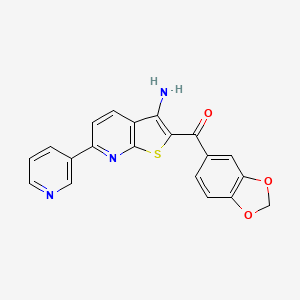 molecular formula C20H13N3O3S B3592437 (3-amino-6-pyridin-3-ylthieno[2,3-b]pyridin-2-yl)(1,3-benzodioxol-5-yl)methanone 