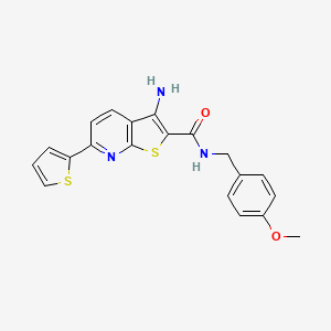 3-amino-N-[(4-methoxyphenyl)methyl]-6-thiophen-2-ylthieno[2,3-b]pyridine-2-carboxamide