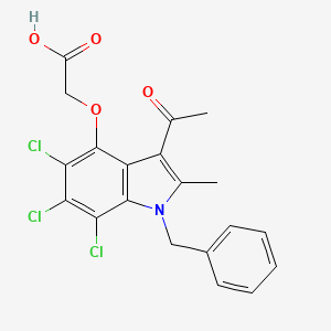 molecular formula C20H16Cl3NO4 B3592543 2-[(3-ACETYL-1-BENZYL-5,6,7-TRICHLORO-2-METHYL-1H-INDOL-4-YL)OXY]ACETIC ACID 