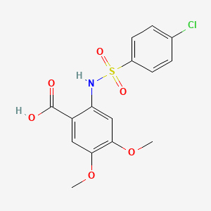 molecular formula C15H14ClNO6S B3592545 2-{[(4-chlorophenyl)sulfonyl]amino}-4,5-dimethoxybenzoic acid 