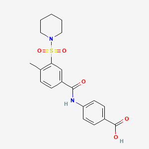 molecular formula C20H22N2O5S B3592574 4-[4-Methyl-3-(piperidine-1-sulfonyl)benzamido]benzoic acid 