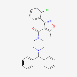 molecular formula C28H26ClN3O2 B3592623 [3-(2-Chlorophenyl)-5-methyl-1,2-oxazol-4-yl][4-(diphenylmethyl)piperazin-1-yl]methanone 