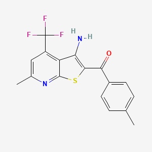 molecular formula C17H13F3N2OS B3592652 6-Methyl-2-(4-methylbenzoyl)-4-(trifluoromethyl)thieno[2,3-B]pyridin-3-amine 