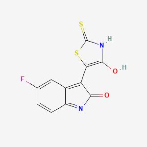 5-fluoro-3-(4-oxo-2-thioxo-1,3-thiazolidin-5-ylidene)-1,3-dihydro-2H-indol-2-one