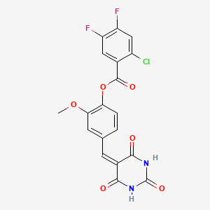 2-METHOXY-4-[(2,4,6-TRIOXO-1,3-DIAZINAN-5-YLIDENE)METHYL]PHENYL 2-CHLORO-4,5-DIFLUOROBENZOATE