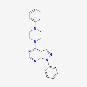 molecular formula C21H20N6 B3592752 1-phenyl-4-(4-phenylpiperazin-1-yl)-1H-pyrazolo[3,4-d]pyrimidine 