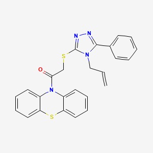 molecular formula C25H20N4OS2 B3592762 1-(10H-phenothiazin-10-yl)-2-{[5-phenyl-4-(prop-2-en-1-yl)-4H-1,2,4-triazol-3-yl]sulfanyl}ethanone 