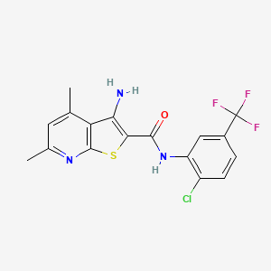 3-amino-N-[2-chloro-5-(trifluoromethyl)phenyl]-4,6-dimethylthieno[2,3-b]pyridine-2-carboxamide