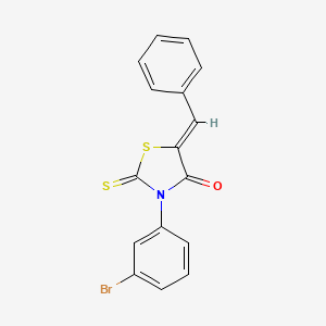 molecular formula C16H10BrNOS2 B3592883 (5Z)-5-benzylidene-3-(3-bromophenyl)-2-sulfanylidene-1,3-thiazolidin-4-one 